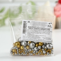 Посыпка кондитерская &laquo;Блеск&raquo; мягкая и с шоколадом: золото и серебро, 25 г.