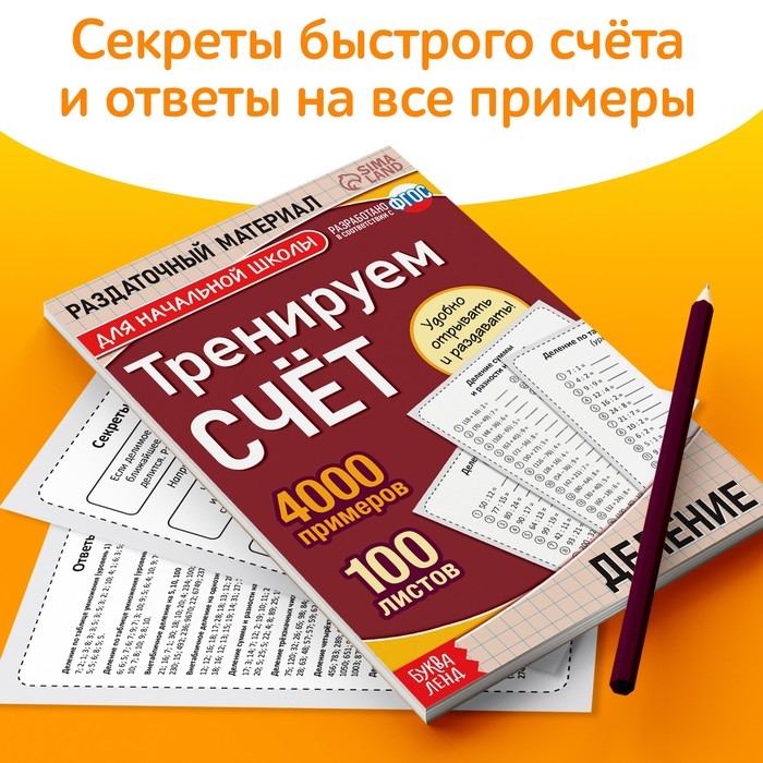 Обучающая книга &laquo;Тренируем счёт. Деление&raquo;, 102 листа