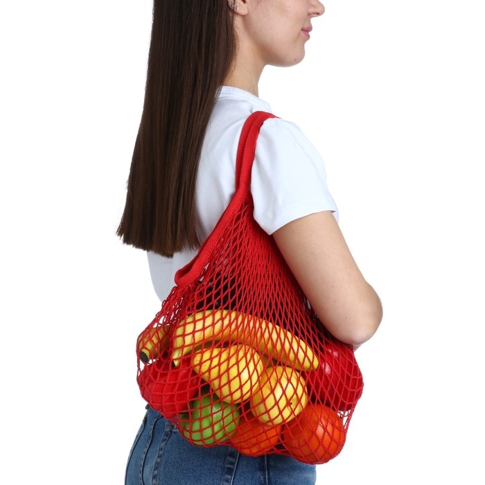 Авоська 37 х 20 см, ручка 12 см, клетка 1.5 см, красная Авоська 37 х 20 см, ручка 12 см, клетка 1.5 см, красная