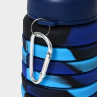 Бутылка для воды складная, 500 мл, силикон, 7&times;21 см, цвет синий