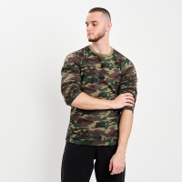 Лонгслив мужской, цвет зелёный камуфляж/пятна МИКС, размер 52
