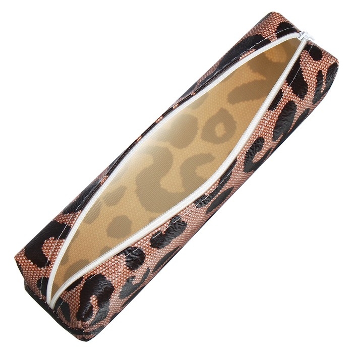 Пенал школьный на молнии "Леопард" Calligrata, коричневый