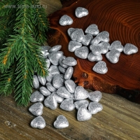 Фигурка для поделок и декора "Сердце", набор 50 шт., размер 1 шт. 1,5&times;1,5&times;0,5 см, цвет серебро