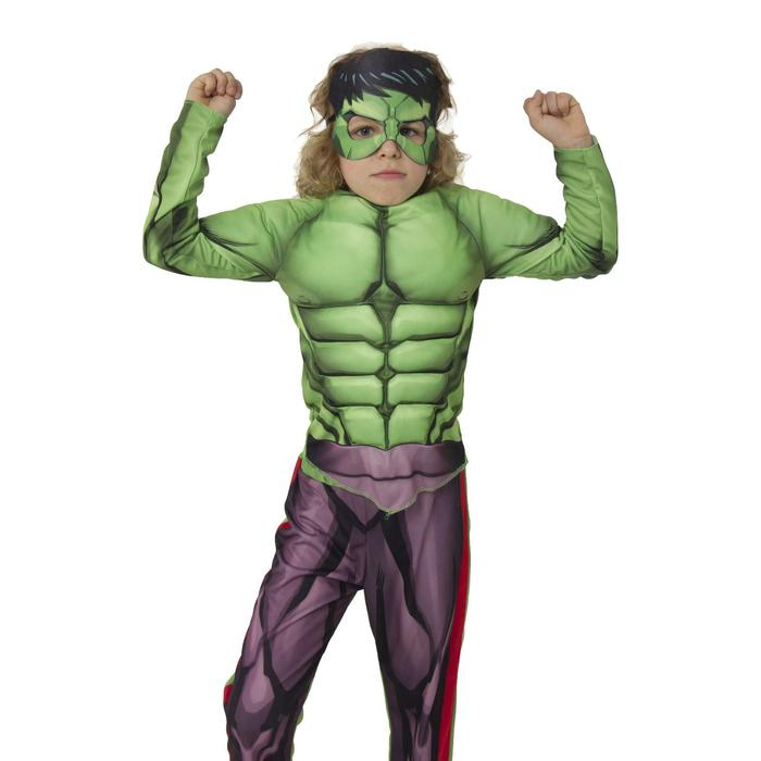 Карнавальный костюм &laquo;Халк&raquo; с мускулами, текстиль, куртка, брюки, маска, р. 34, рост 140 см