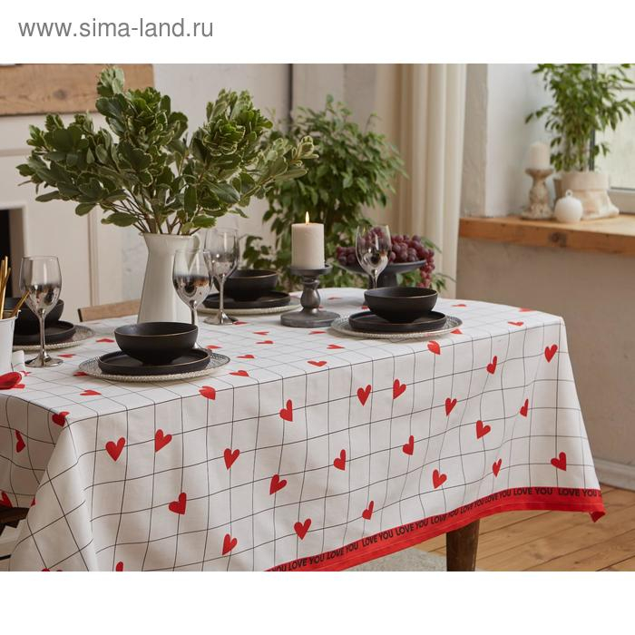 Скатерть Скатерть "Этель" Love is 149х220см, 100% хлопок, саржа 190 г/м2