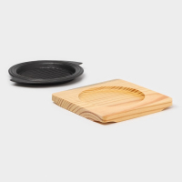 Сковорода чугунная на деревянной подставке &laquo;Круг. Восток Гриль&raquo;, d=15 см, цвет чёрный