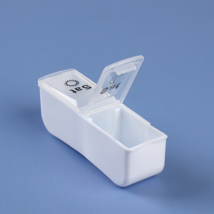 Таблетница - органайзер &laquo;Неделька&raquo;, со съёмными ячейками, утро/вечер, 18,8 &times; 9 &times; 3 см, 7 контейнеров по 2 ячейки, цвет белый