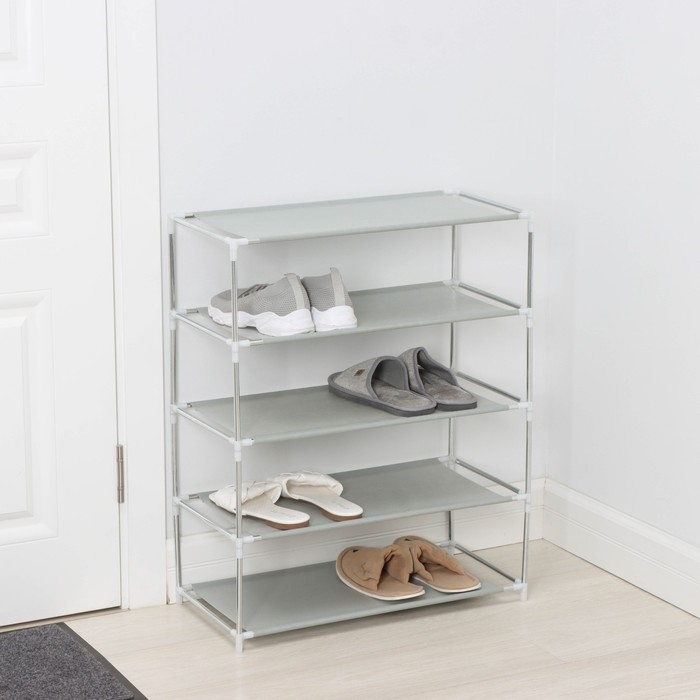 Полка для обуви LaDо́m, 5 ярусов, 60&times;30&times;72 см, цвет серый