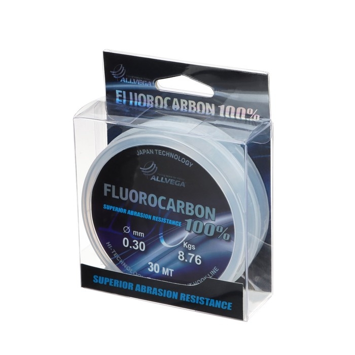 Леска монофильная ALLVEGA FX Fluorocarbon 100%, диаметр 0.30 мм, тест 8.76 кг, 30 м, прозрачная Леска монофильная ALLVEGA FX Fluorocarbon 100%, диаметр 0.30 мм, тест 8.76 кг, 30 м, прозрачная