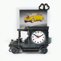 Часы - будильник настольные "Автомобиль" с фоторамкой, циферблат d-6 см, 15 х 10 см, АА Часы - будильник настольные "Автомобиль" с фоторамкой, циферблат d-6 см, 15 х 10 см, АА
