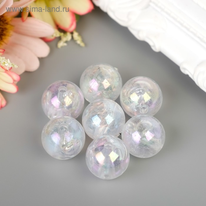 Бусины для творчества пластик "Перламутр прозрачный" набор 20 гр 1,6х1,6 см