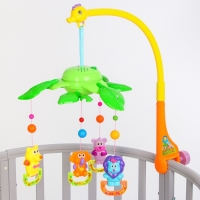 Мобиль музыкальный на кроватку &laquo;Музыкальные листья. Зверятки 2&raquo;, на батарейках, Крошка Я