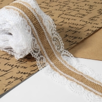 Лента из джута &laquo;Кружево&raquo;, 60 мм, 4,5 &plusmn; 0,5 м, цвет белый