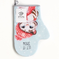 Новый год. Варежка-прихватка &laquo;Новый год: Winter fun&raquo; 20х28см,саржа, 100% х/л, ватин 250г/м2