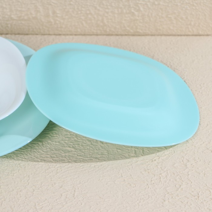 Сервиз столовый Luminarc Carine Light, стеклокерамика, 19 предметов, цвет белый и бирюзовый Сервиз столовый Luminarc Carine Light, стеклокерамика, 19 предметов, цвет белый и бирюзовый