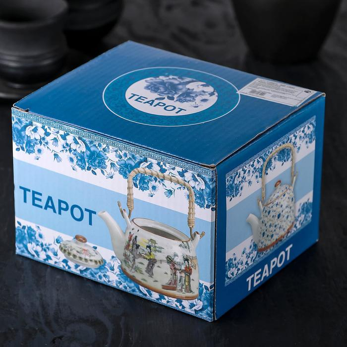 Чайник керамический заварочный с металлическим ситом &laquo;Пейзаж&raquo;, 600 мл