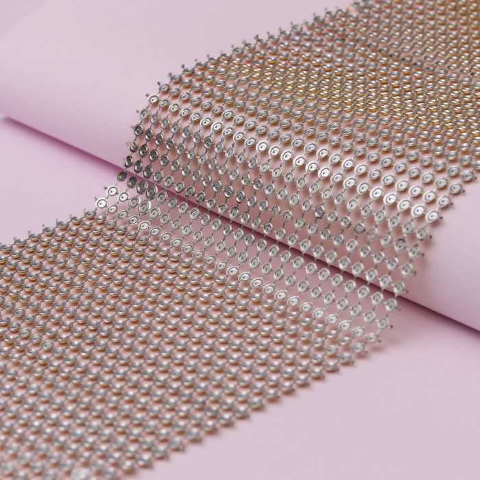 Лента с имитацией выпуклых страз, 11,5 см, 9 &plusmn; 1 м, цвет золотой