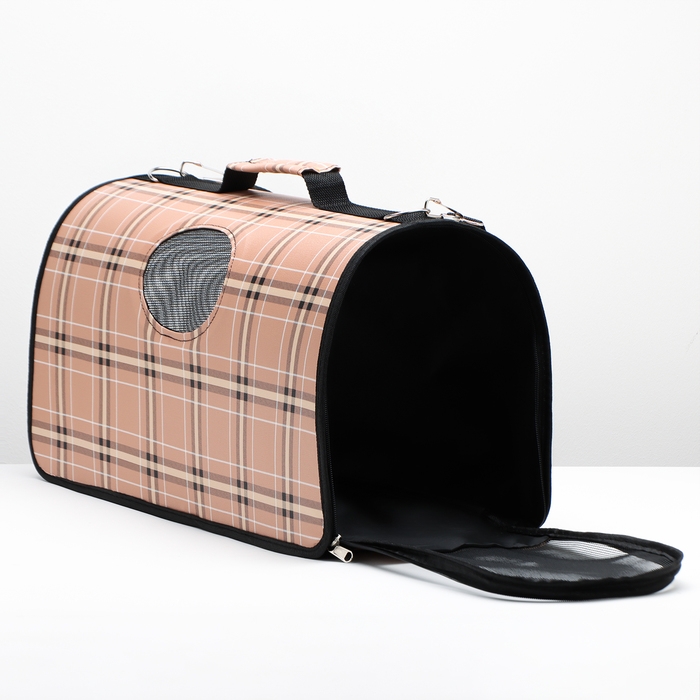 Сумка - переноска для животных "Клетка", розовая, размер L, 53 х 22 х 29 см,
