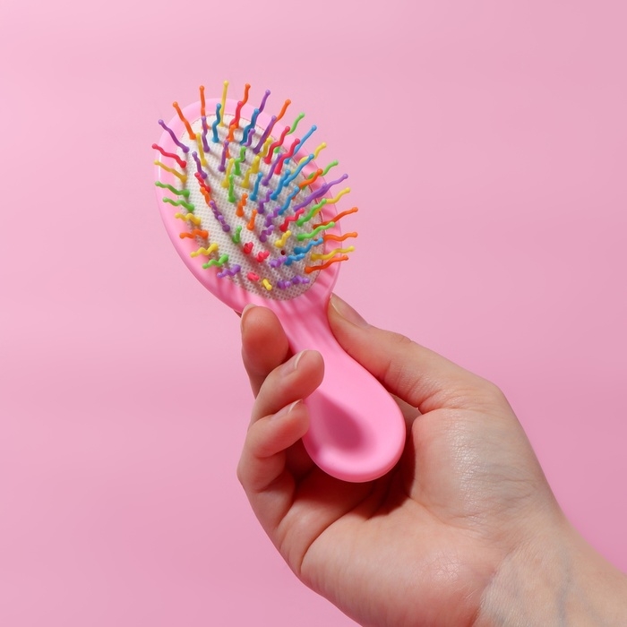 Расчёска - мини массажная, 5,5 &times; 14 см, цвет нежно - розовый