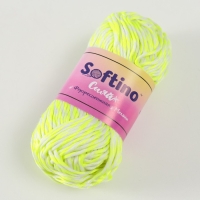 Пряжа светящаяся 100% лавсан "Сияй" меланж 50 гр 50 м бело-неоново-желтая Пряжа светящаяся 100% лавсан "Сияй" меланж 50 гр 50 м бело-неоново-желтая