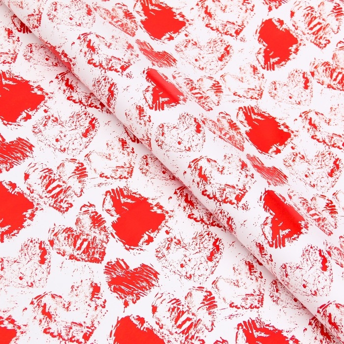 Бумага упаковочная глянцевая Бумага упаковочная глянцевая "Сердечки" , 100 х 70 см, 1 шт.