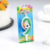 Свеча для торта "Футбольная", 10,2 см, зелёная цифра "9" Свеча для торта "Футбольная", 10,2 см, зелёная цифра "9"