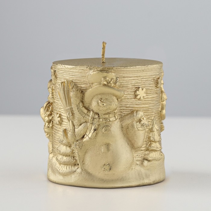 Свеча новогодняя Свеча новогодняя "Снеговики" 6,5х7, золотая