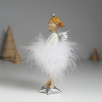 Сувенир полистоун "Ангелочек в белом платье на звёздочке" стоит 6х4х16,5 см