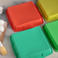 Форма для выпечки Доляна &laquo;Квадрат&raquo;, силикон, 27&times;27&times;4 см (с бортиками), внутренний размер 23&times;23 см, цвет МИКС