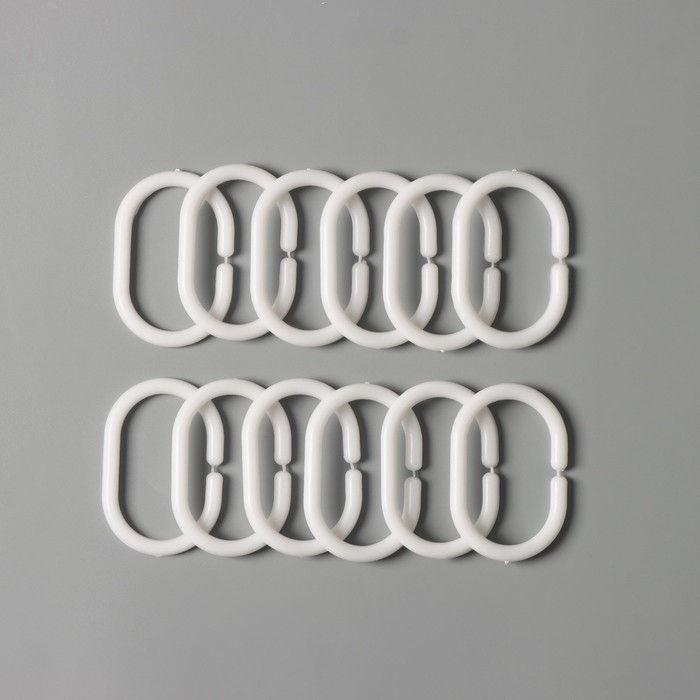 Кольца для штор Доляна, в ванную, пластик, 12 шт, 5,7&times;3,8 см, цвет белый