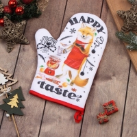 Новый год.Варежка-прихватка "Happy new taste" 20х27см,100% п/э