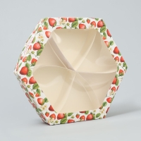 Коробка кондитерская складная, упаковка &laquo;Клубничка&raquo;, 23 х 23 х 4 см