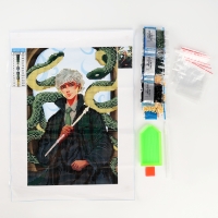 Алмазная мозаика на новый год с частичным заполнением на холсте &laquo;Парень со змеями&raquo;, 20 х 30 см, новогодний набор для творчества, символ года 2025