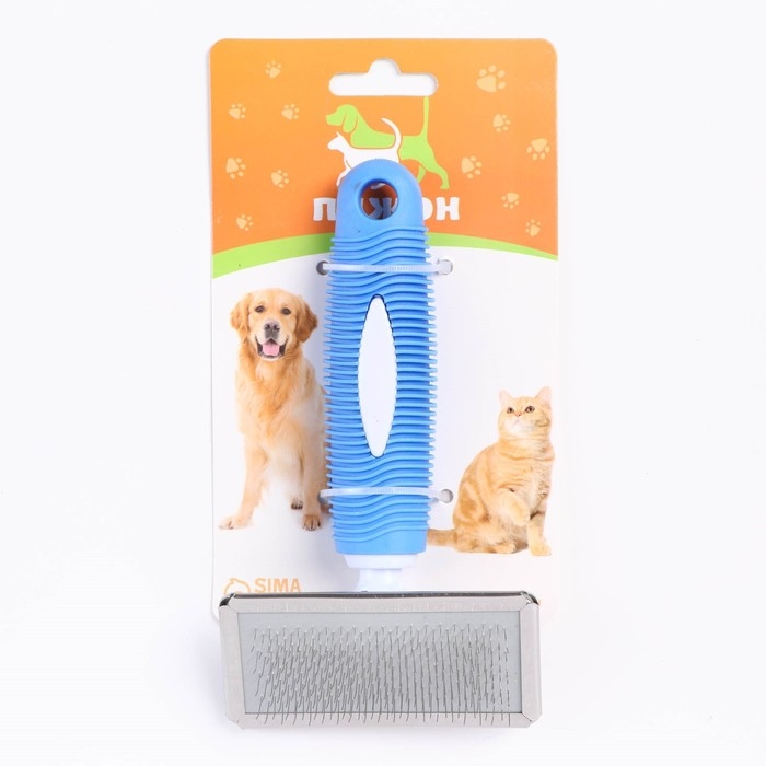 Пуходерка без капель с рифленой резиновой ручкой 9 х 15 см, бело-голубая Пуходерка без капель с рифленой резиновой ручкой 9 х 15 см, бело-голубая