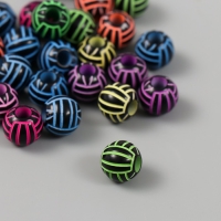 Бусины для творчества пластик "Неоновые полоски на чёрном" набор 20 гр 1,1х1,1х1 см Бусины для творчества пластик "Неоновые полоски на чёрном" набор 20 гр 1,1х1,1х1 см