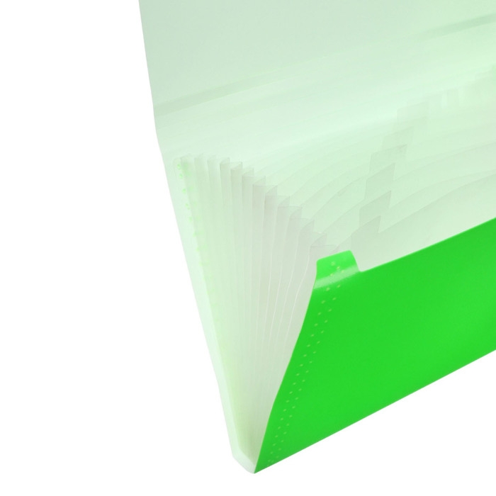 Папка картотека А4, Calligrata Папка картотека А4, Calligrata "Неон", 13 отделений, пластиковая, 700 мкм, салатовая, резинка в цвет