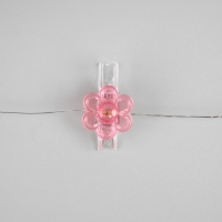 Гирлянда &laquo;Нить&raquo; 2 м роса с насадками &laquo;Прищепки-цветы&raquo;, IP20, серебристая нить, 20 LED, батарейки ААх2 (нет в комплекте), свечение тёплое белое