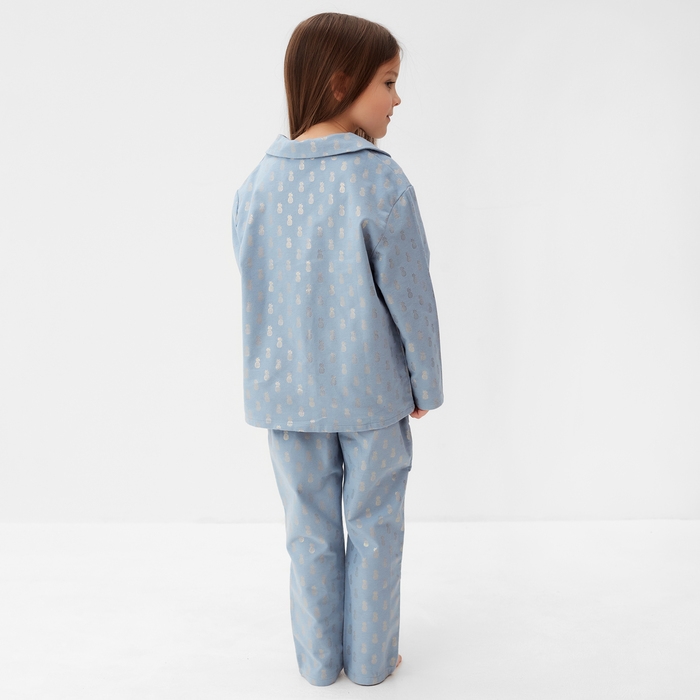 Пижама детская из фланели (рубашка, брюки) KAFTAN "Ананасы", рост 110-116, голубой