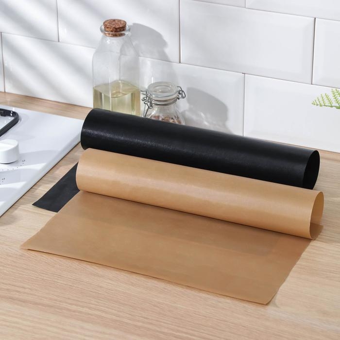 Набор тефлоновых ковриков, многоразовых, 2 шт, цвет чёрный, бежевый Набор тефлоновых ковриков, многоразовых, 2 шт, цвет чёрный, бежевый