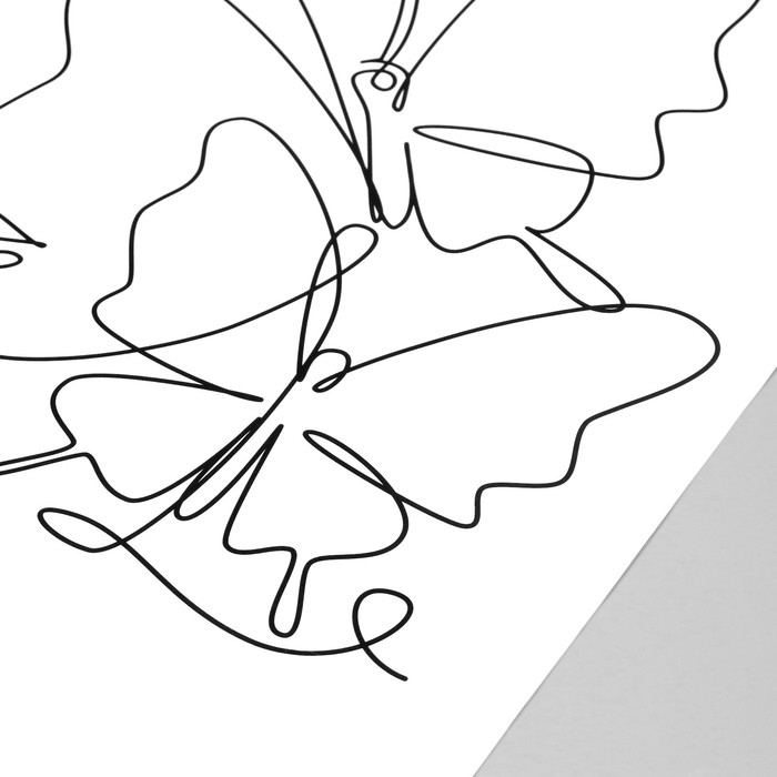 Наклейка пластик интерьерная чёрная "Абстракция. Девушка с бабочками на голове" 40x60 см