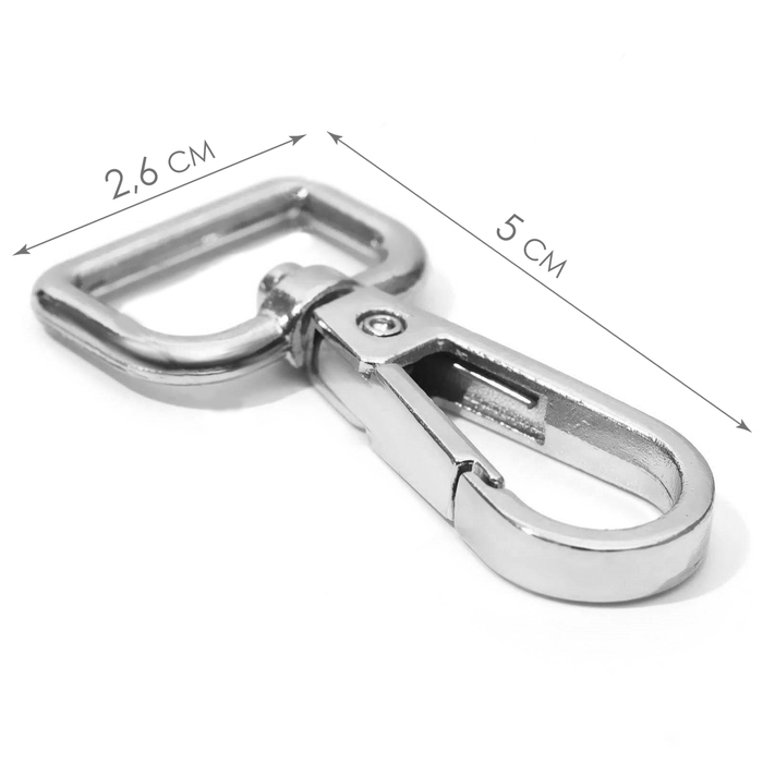 Карабин металлический, 50 × 26 мм / 20 × 3 мм, 5 шт, цвет серебряный Карабин металлический, 50 × 26 мм / 20 × 3 мм, 5 шт, цвет серебряный