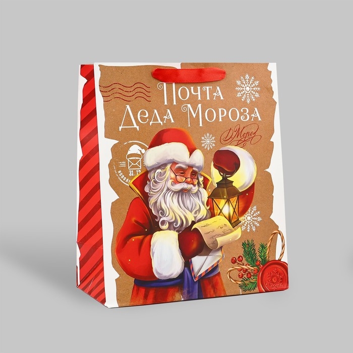 Пакет подарочный новогодний ламинированный &laquo;Почта Деда Мороза&raquo;, ML 23 х 27 х 11.5 см , Новый год