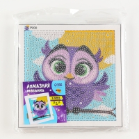 Алмазная мозаика для детей на раме с полным заполнением разнымии стразами &laquo;Совушка&raquo;, 15 х 15 см