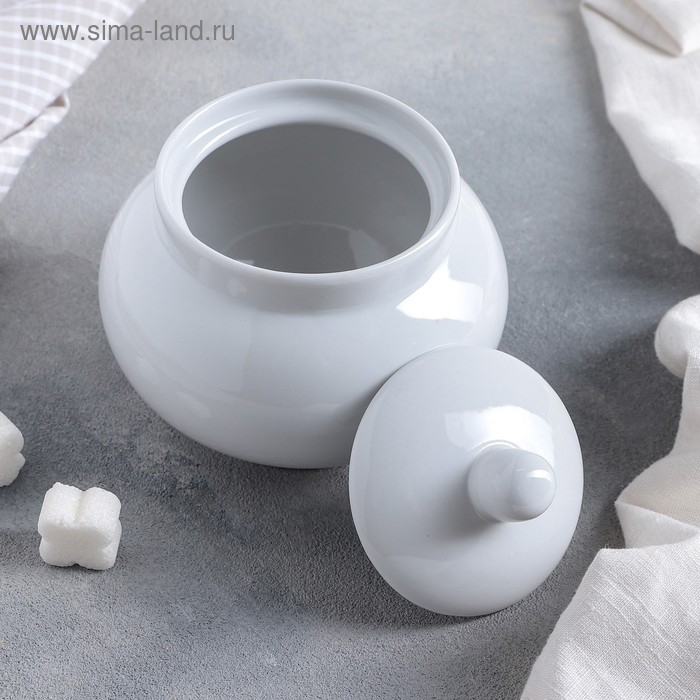 Сахарница &laquo;Рубин&raquo;, 500 мл, с крышкой, цвет белый