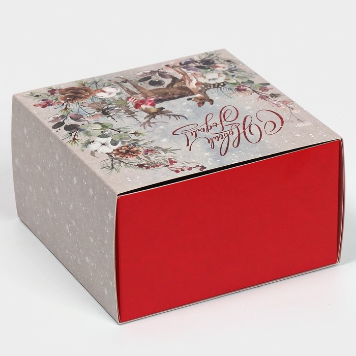 Коробка подарочная новогодняя складная «Новогодняя акварель», 14 х 14 х 8 см, Новый год Коробка подарочная новогодняя складная «Новогодняя акварель», 14 х 14 х 8 см, Новый год