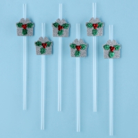 Новый год! Трубочка-подарок «Ягодка», серебро, набор 6 шт. Новый год! Трубочка-подарок «Ягодка», серебро, набор 6 шт.