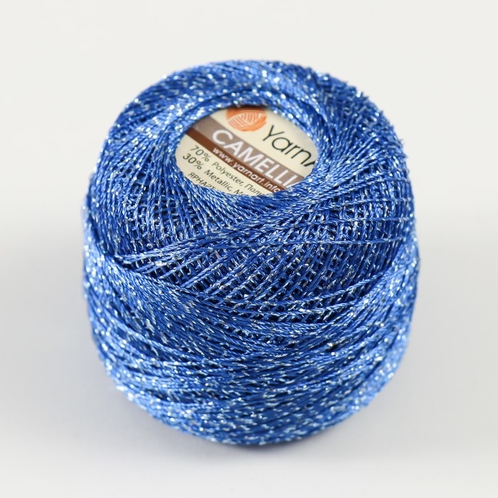 Пряжа "Camelia" 70% полиэстер, 30% люрекс 190м/25&plusmn;5гр (428 василек)