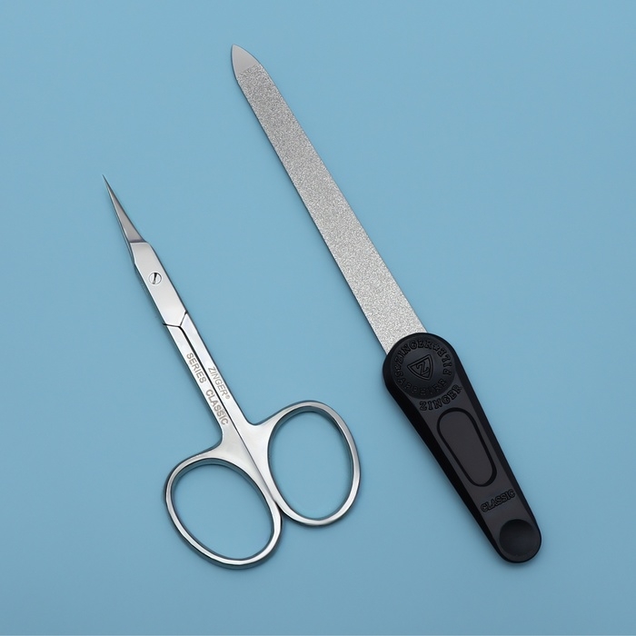 Набор маникюрный, 2 предмета, на блистере, цвет серебристый/чёрный, SIS-13 Набор маникюрный, 2 предмета, на блистере, цвет серебристый/чёрный, SIS-13