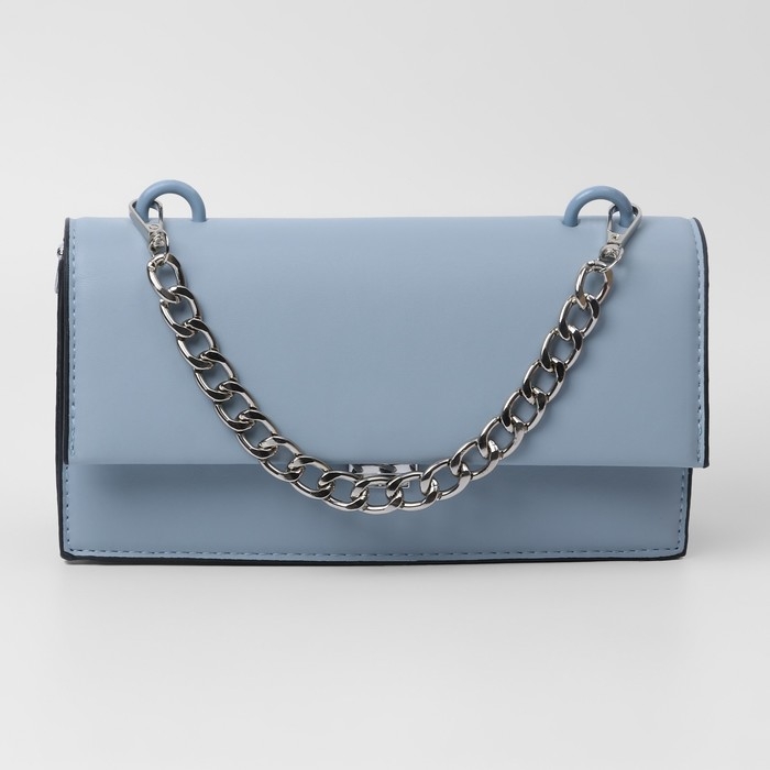 Цепочка для сумки, с карабинами, металлическая, плоская, 18 &times; 13 мм, 30 см, цвет серебряный