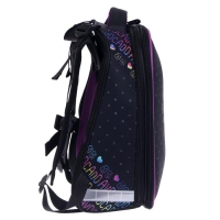 Рюкзак каркасный школьный 38 х 30 х 16 см, эргономичная спинка, Stavia "Авокадо", чёрный/сиреневый